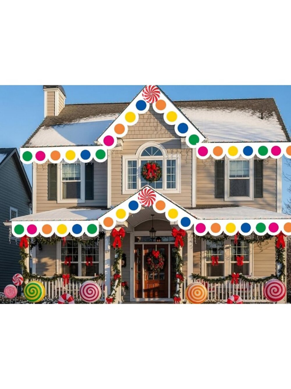 16 Pcs Christmas Gingerbread House Outdoor Decor Set - Festive Holiday